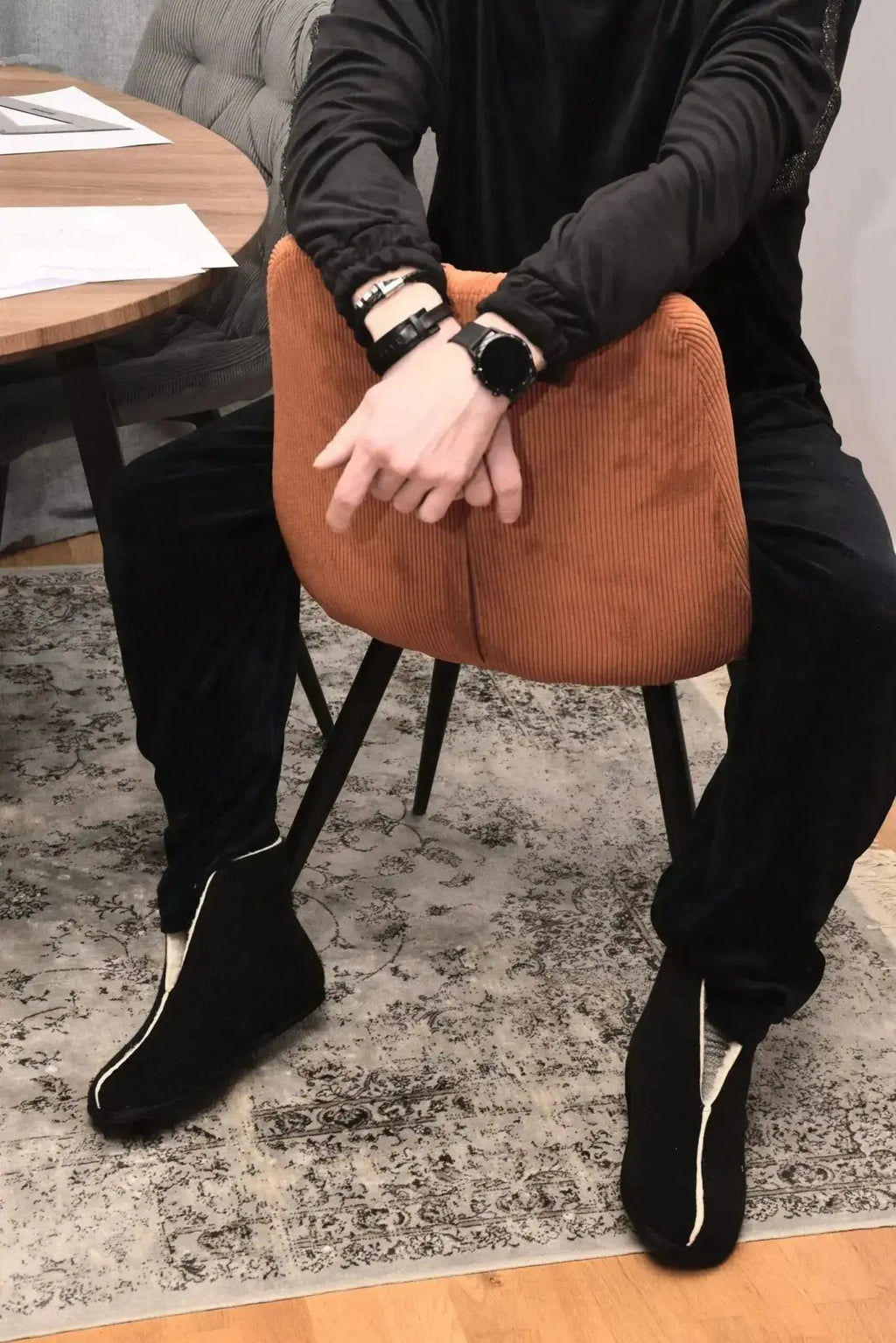 OmaKing - Vinski Black - chaussons barefoot en laine