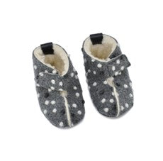 Omaking - Kaku Grey with dots - zapatillas de casa barefoot de lana-Oma King-Cacles Barefoot-Tienda de calzado barefoot respetuoso minimalista