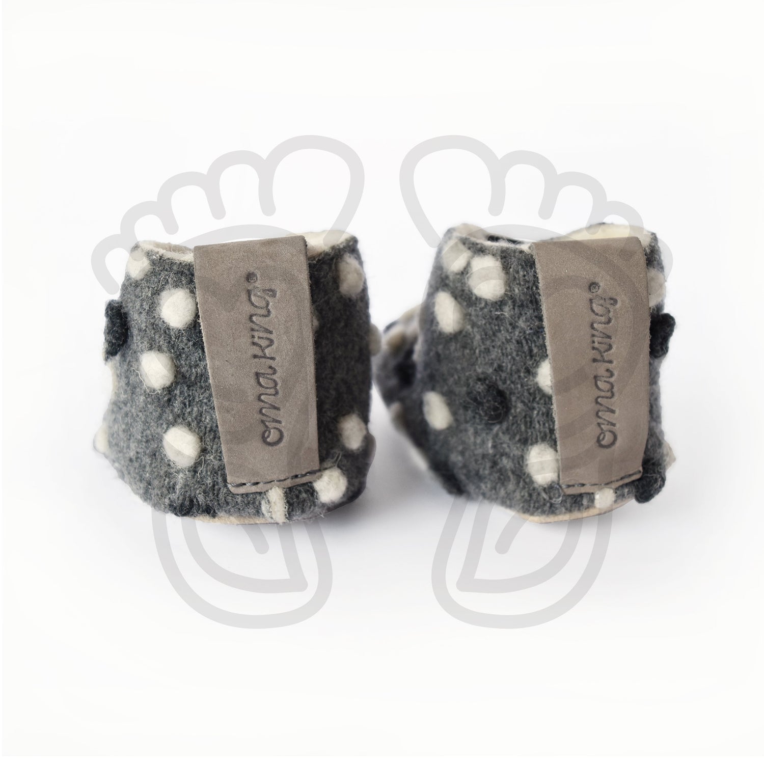 Omaking - Kaku Grey with dots - zapatillas de casa barefoot de lana-Oma King-Cacles Barefoot-Tienda de calzado barefoot respetuoso minimalista