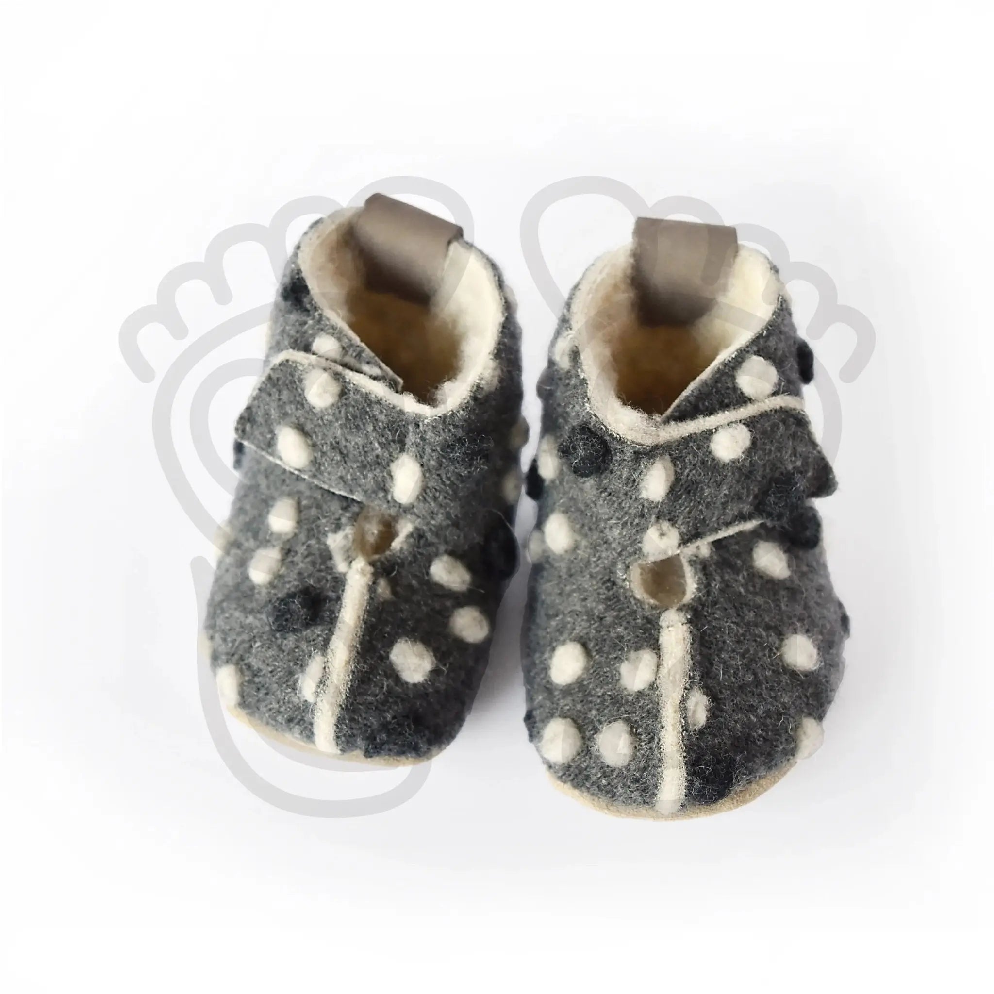 Omaking - Kaku Gris à pois - chaussons barefoot en laine