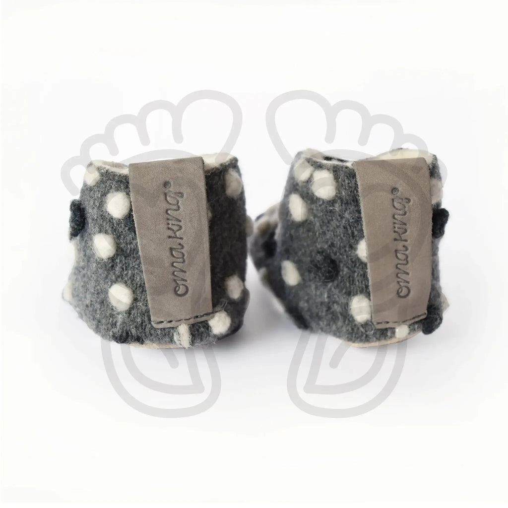Omaking - Kaku Gris à pois - chaussons barefoot en laine