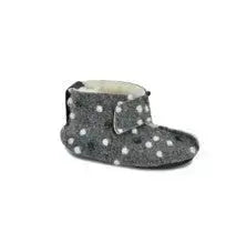 Omaking - Kaku Grey with dots -  zapatillas de casa respetuosas infantiles calentitas de lana azules