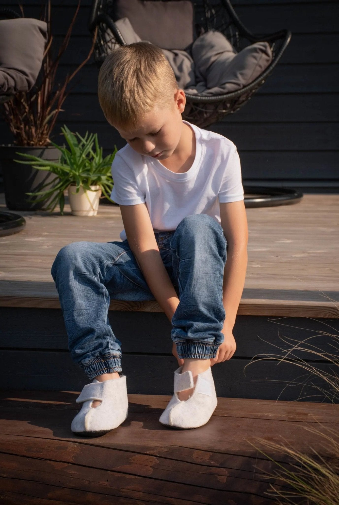 Omaking - Kaku White - zapatillas de casa barefoot de lana