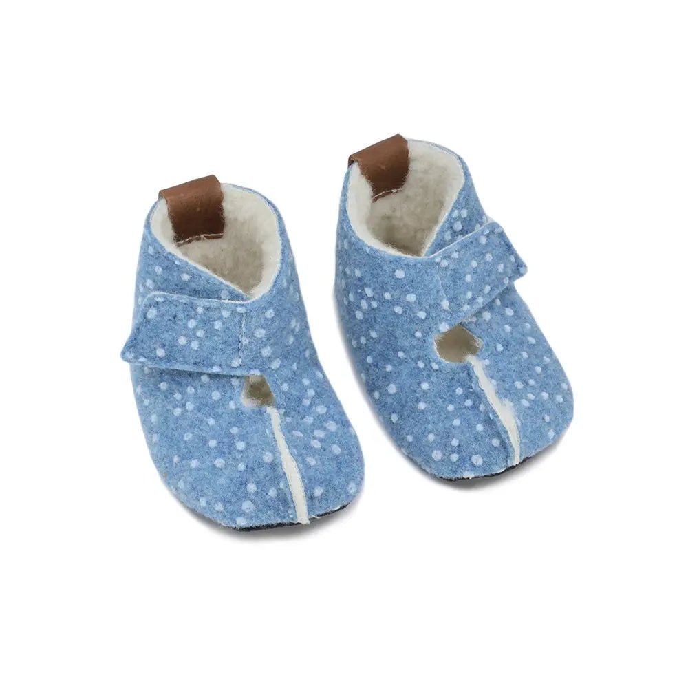 Omaking - Kaku blue with dots - zapatillas de casa barefoot de lana