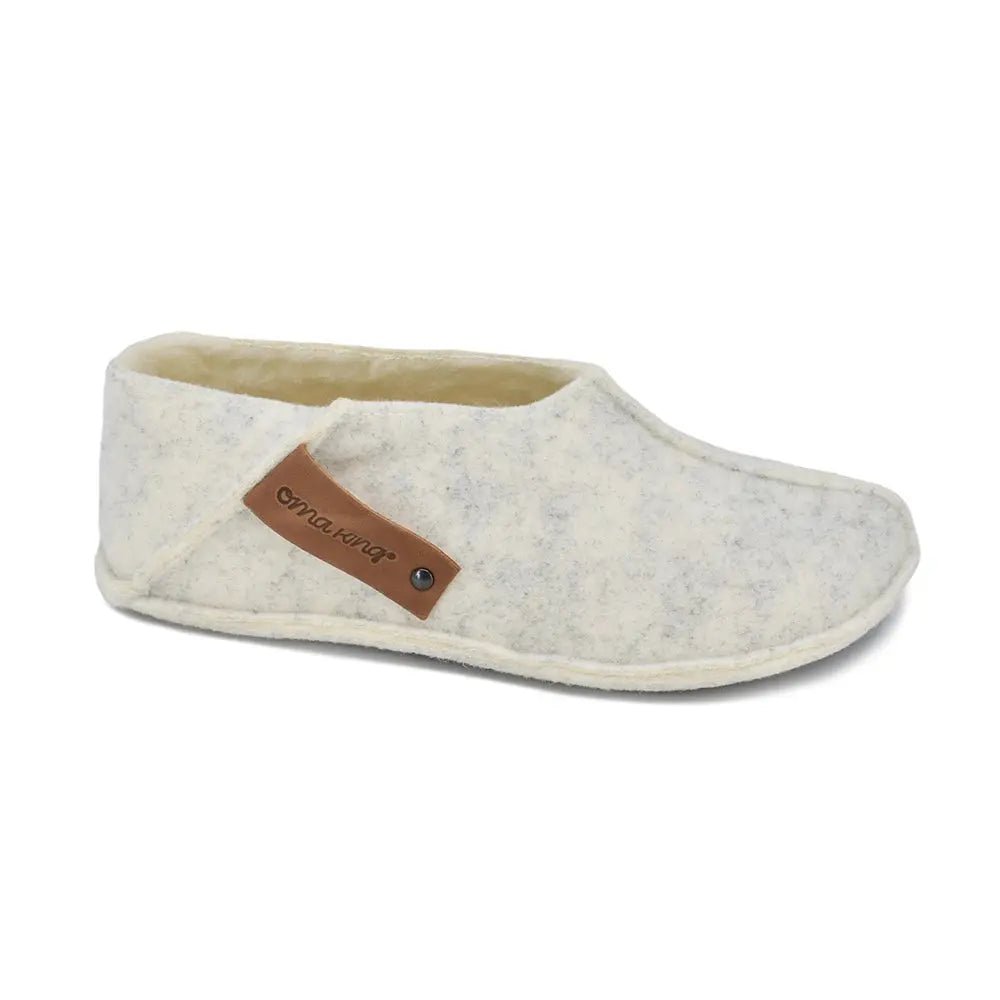 Omaking - Tohkri White - babuchas de casa barefoot fieltro y lana