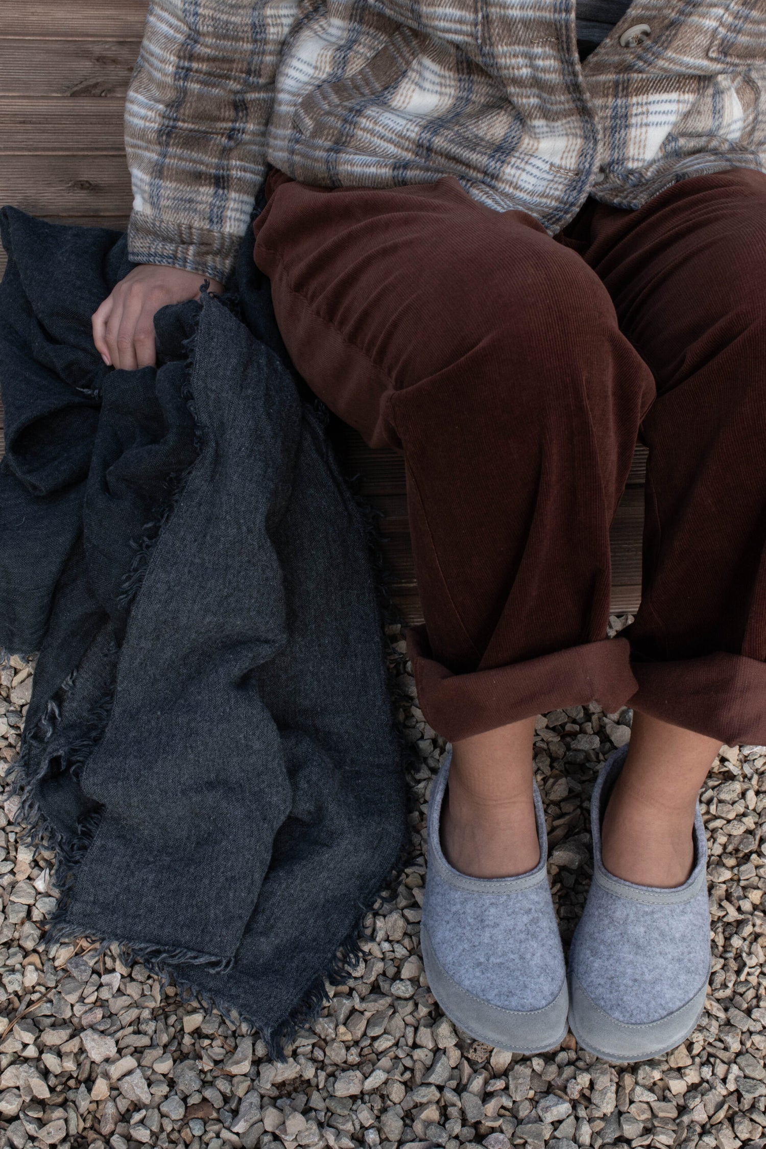 Omaking - Tossun Grey - zapatillas de casa barefoot fieltro-Oma King-Cacles Barefoot-Tienda de calzado barefoot respetuoso minimalista