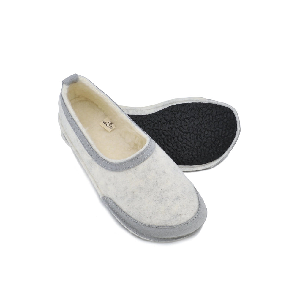 Omaking - Tossun White - zapatillas de casa barefoot fieltro y lana-Oma King-Cacles Barefoot-Tienda de calzado barefoot respetuoso minimalista