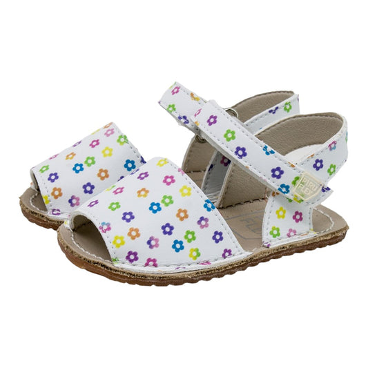 Piruflex - PF327-3 Flores Blanco - Menorquinas barefoot-Piruflex-Cacles Barefoot-Tienda de calzado barefoot respetuoso minimalista