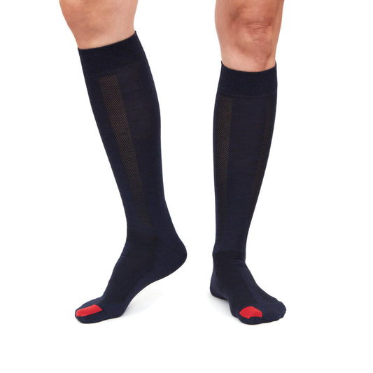Plus12 Long black merino wool socks