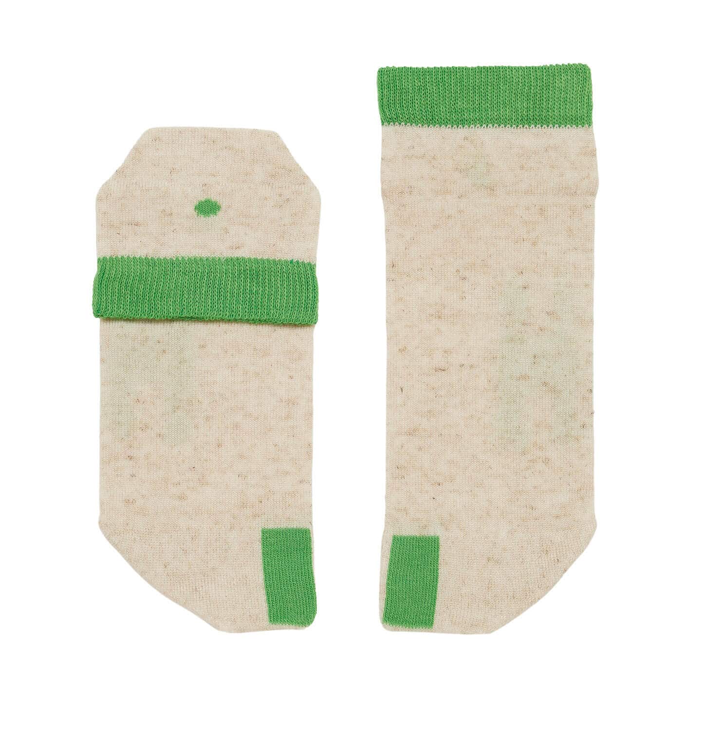 Plus12 - Sneaker Tencel y Lino Natural + Green - Calcetines respetuosos tobilleros