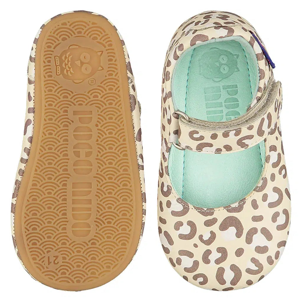 Poco Nido Mighty Shoes Cream Leopard-Poco Nido-Cacles Barefoot