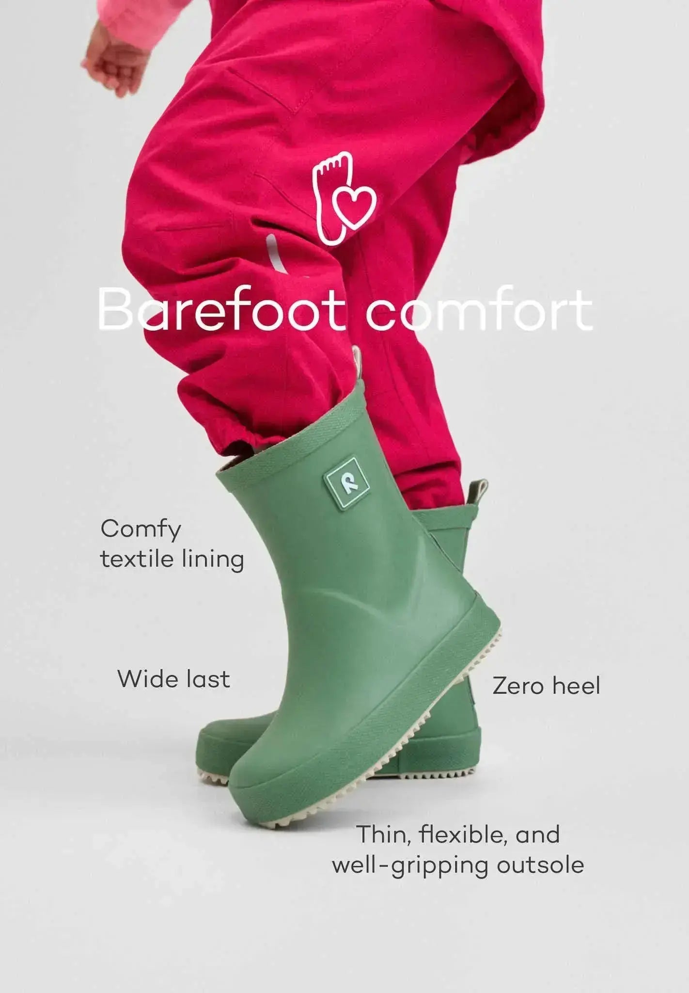 Reima - Ankka Black - Botas de lluvia barefoot infantiles negras