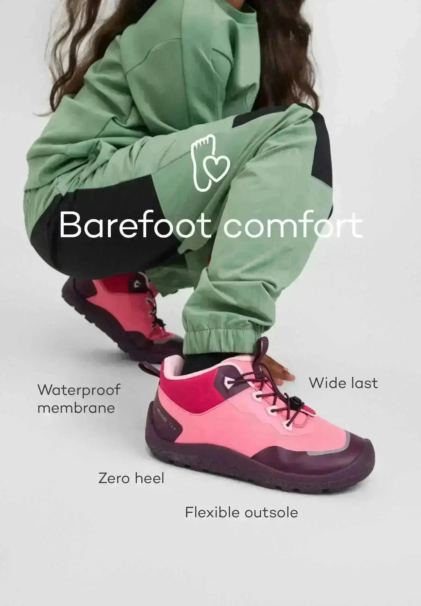 Reima - Sankari Soft Coral - botines de senderismo barefoot infantiles rosas