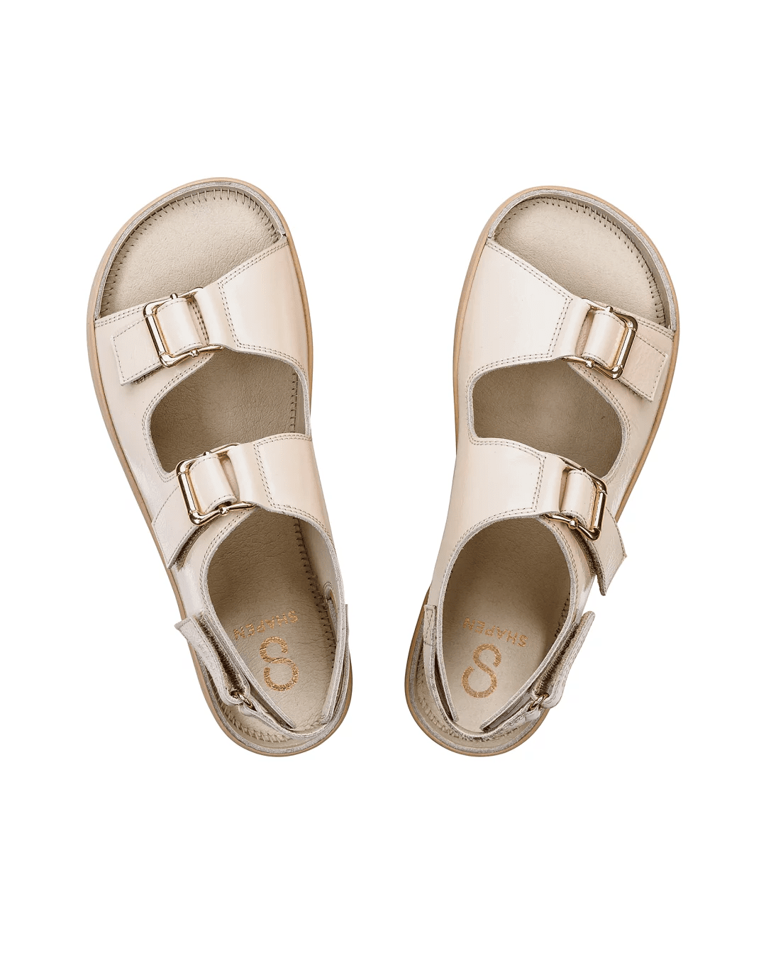 Shapen Dazzle Beige - Sandalias barefoot de hebillas