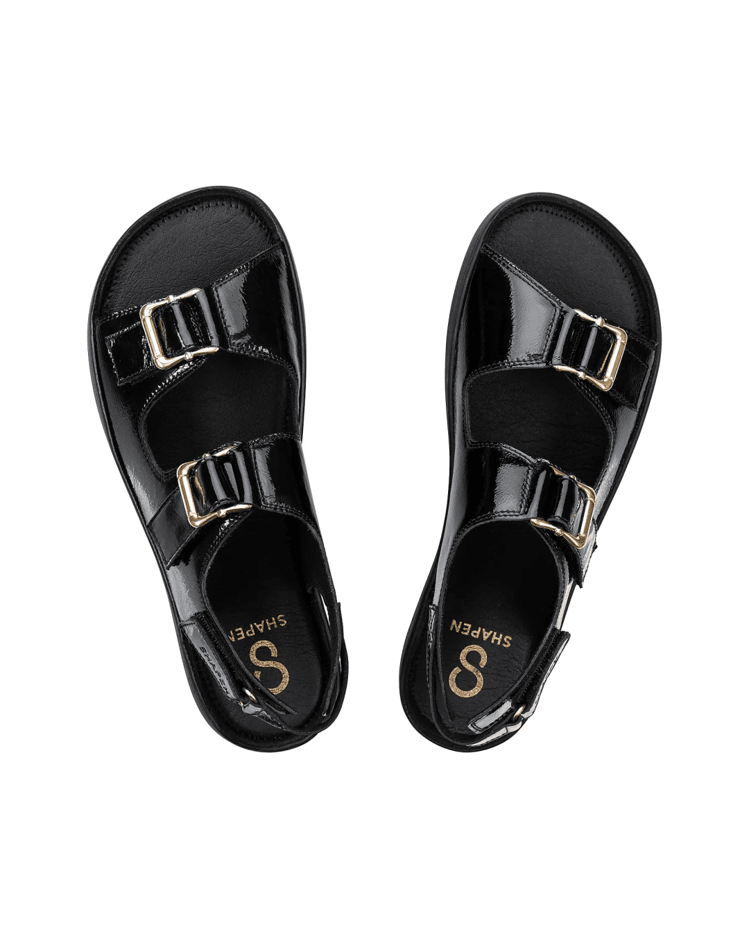 Shapen Dazzle Black - Sandalias barefoot de hebillas