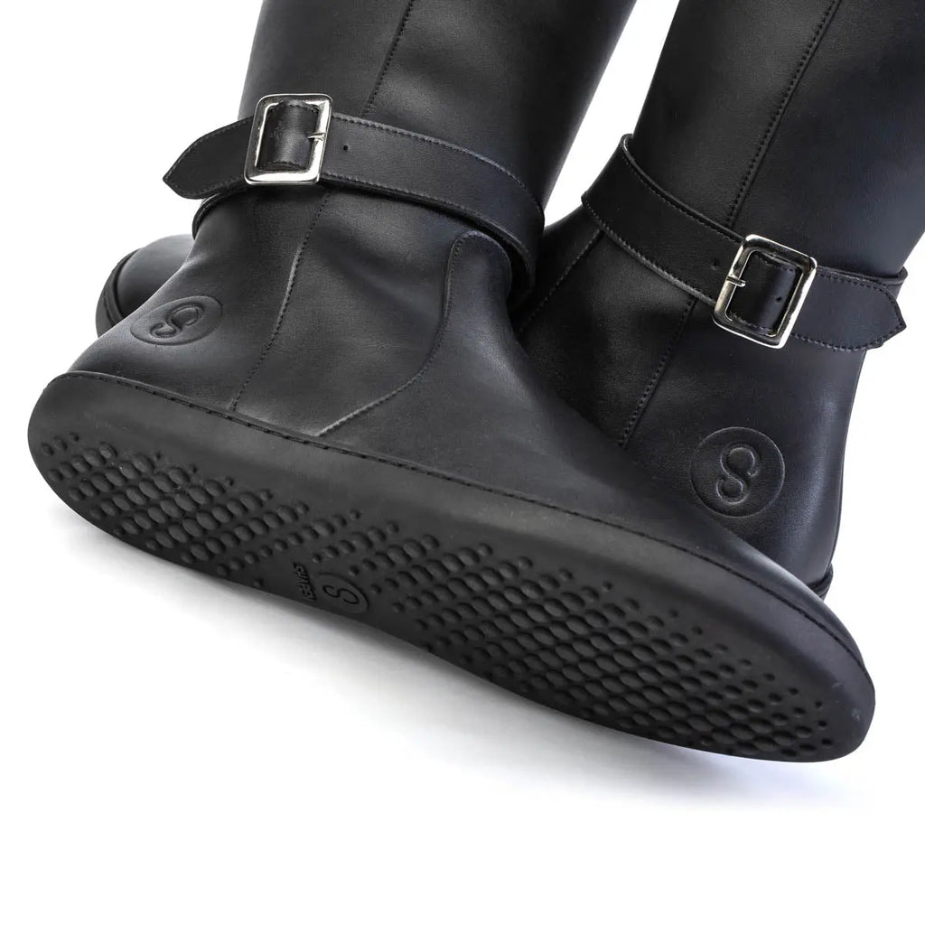 Shapen - Glam Knee Black Leather - Botas altas barefoot