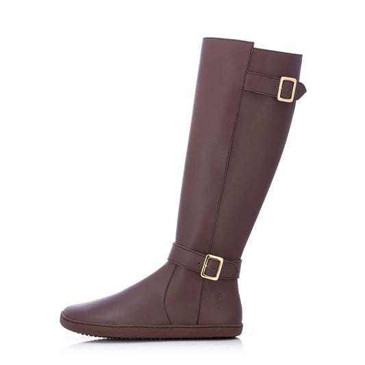 Shapen - Glam Knee Brown Leather Vegan - Botas altas barefoot
