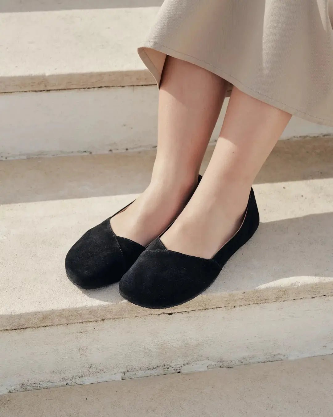 Shapen - Peony 2.0 Black Suede - Bailarinas barefoot
