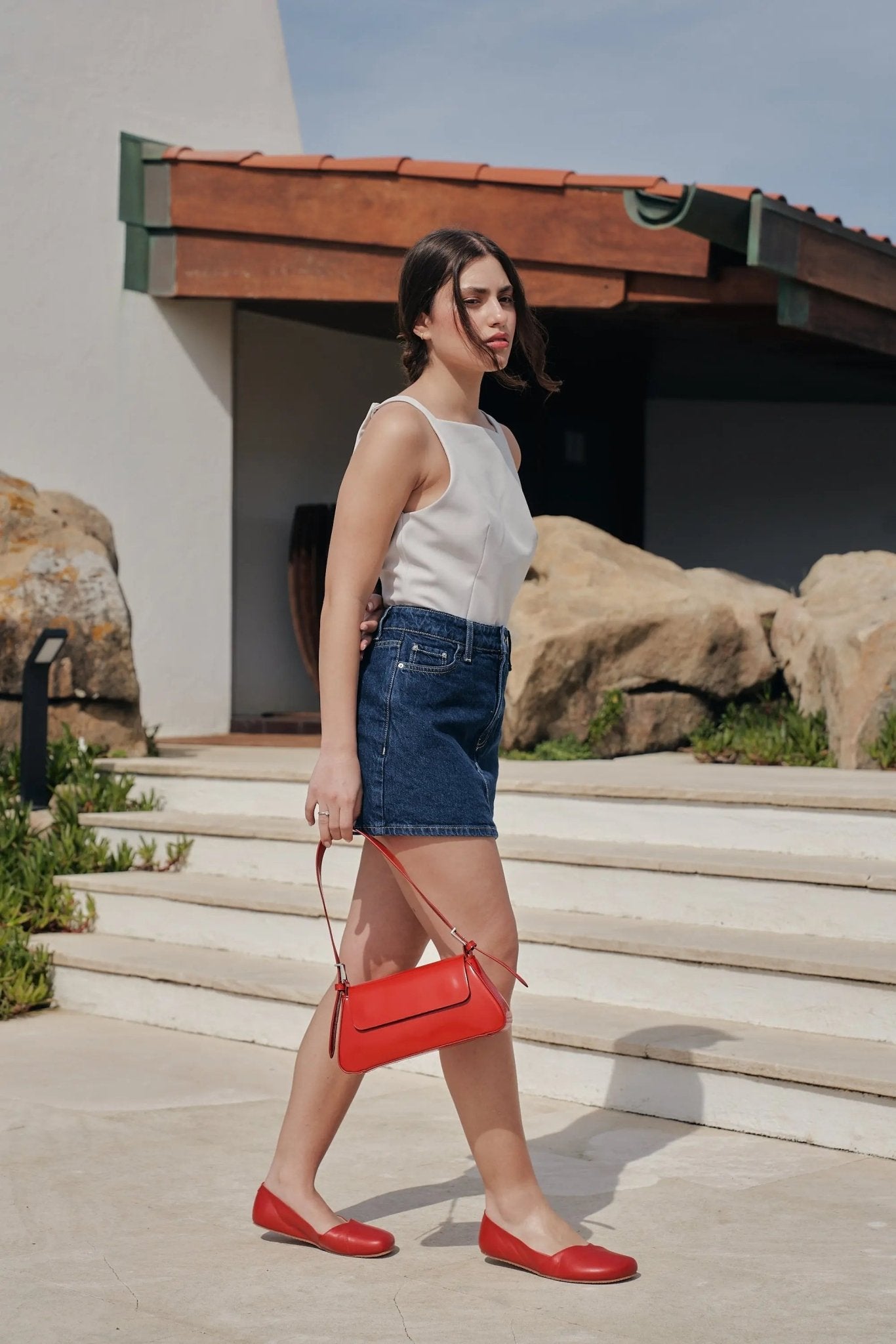 Shapen - Peony 2.0 Cherry Leather - Bailarinas barefoot