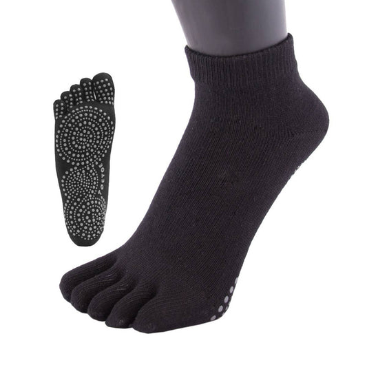 TOETOE - calcetines cortos de dedos - Yoga & Pilates Tallas 44-47 / Black-TOETOE-Cacles Barefoot-Tienda de calzado barefoot respetuoso minimalista