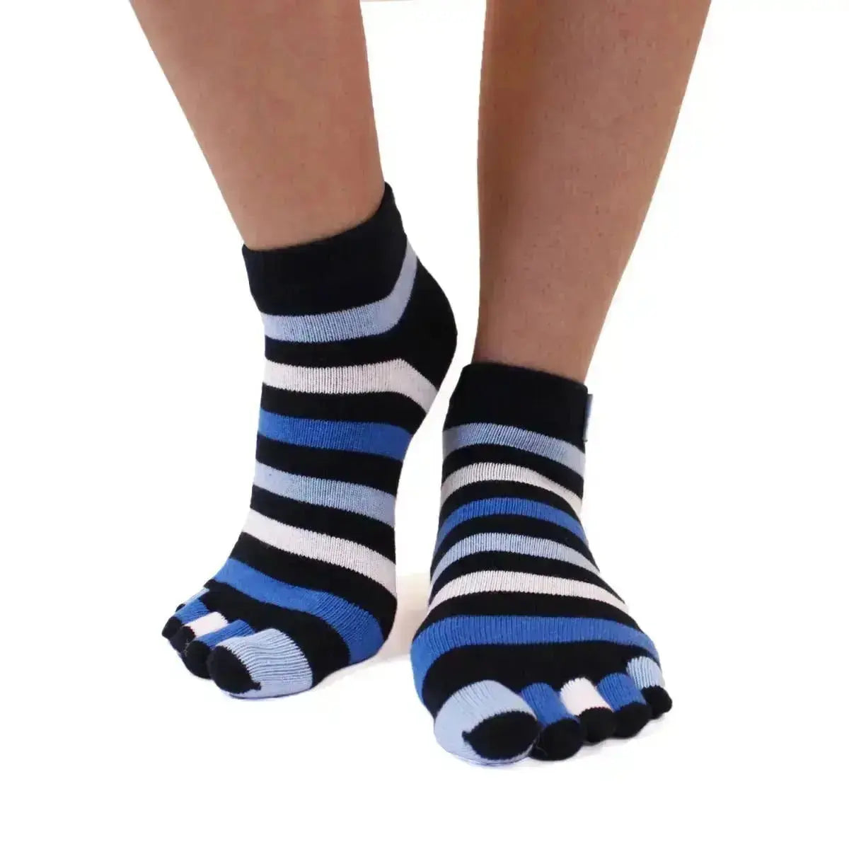 TOETOE - chaussettes courtes à doigts - tailles 35-46 / Denim rayé