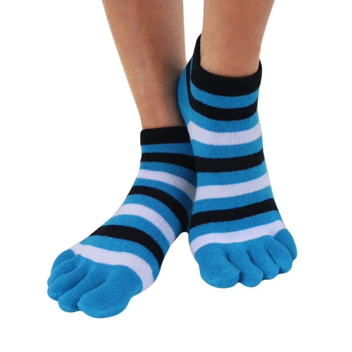 TOETOE - calcetines cortos de dedos - tallas 35-46 / Striped Turquoise