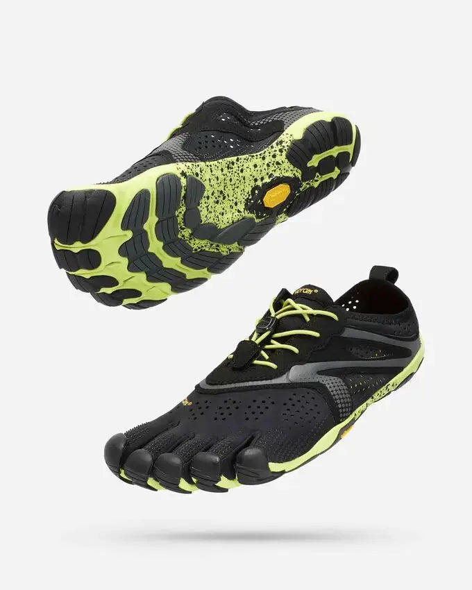 Vibram FiveFingers V-Run Black/Yellow - Zapatillas Barefoot de hombre para running y entrenamiento