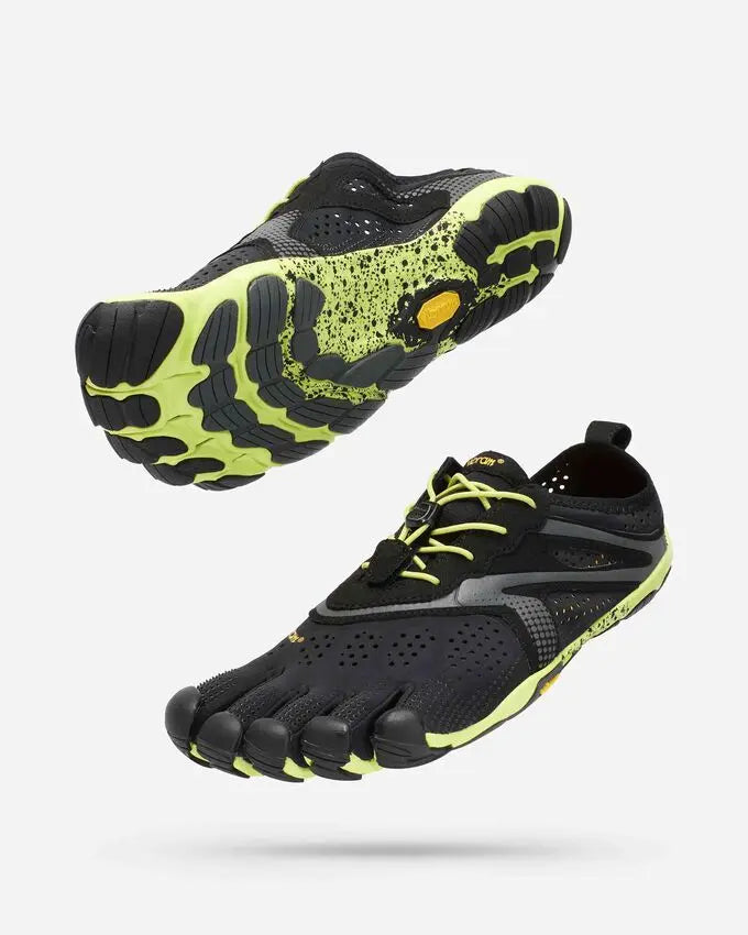 Vibram FiveFingers - V-Run Negro/Amarillo - Deportivas Barefoot para entrenamiento Hombre