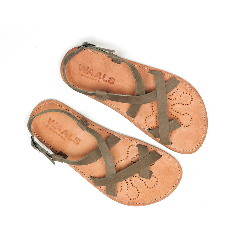WAALS - Natur II Khaki - Sandalias barefoot-Waals-Cacles Barefoot-Tienda de calzado barefoot respetuoso minimalista