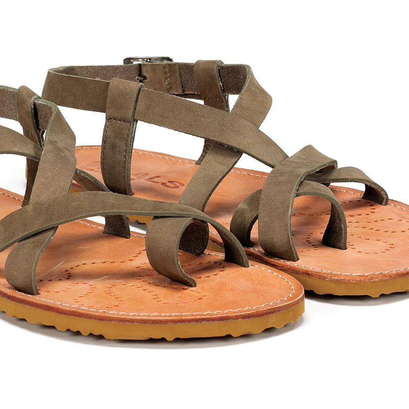 WAALS - Natur II Khaki - Sandalias barefoot-Waals-Cacles Barefoot-Tienda de calzado barefoot respetuoso minimalista