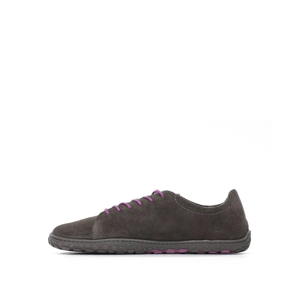 WAALS - Nomad Lady Oil Suede Grey/Purple - Zapato barefoot artesano de piel de serraje