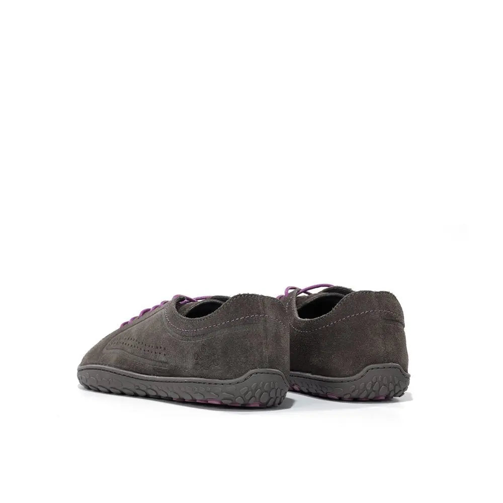 WAALS - Nomad Lady Oil Suede Grey/Purple - Zapato barefoot artesano de piel de serraje