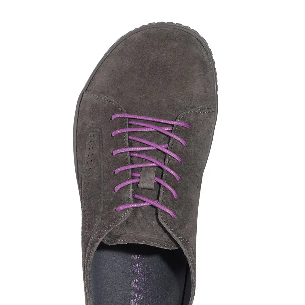 WAALS - Nomad Lady Oil Suede Grey/Purple - Zapato barefoot artesano de piel de serraje