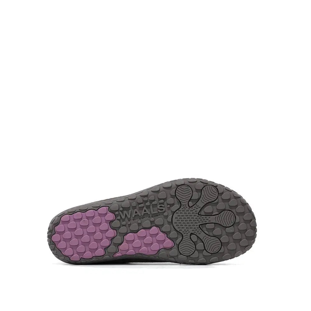 WAALS - Nomad Lady Oil Suede Grey/Purple - Zapato barefoot artesano de piel de serraje