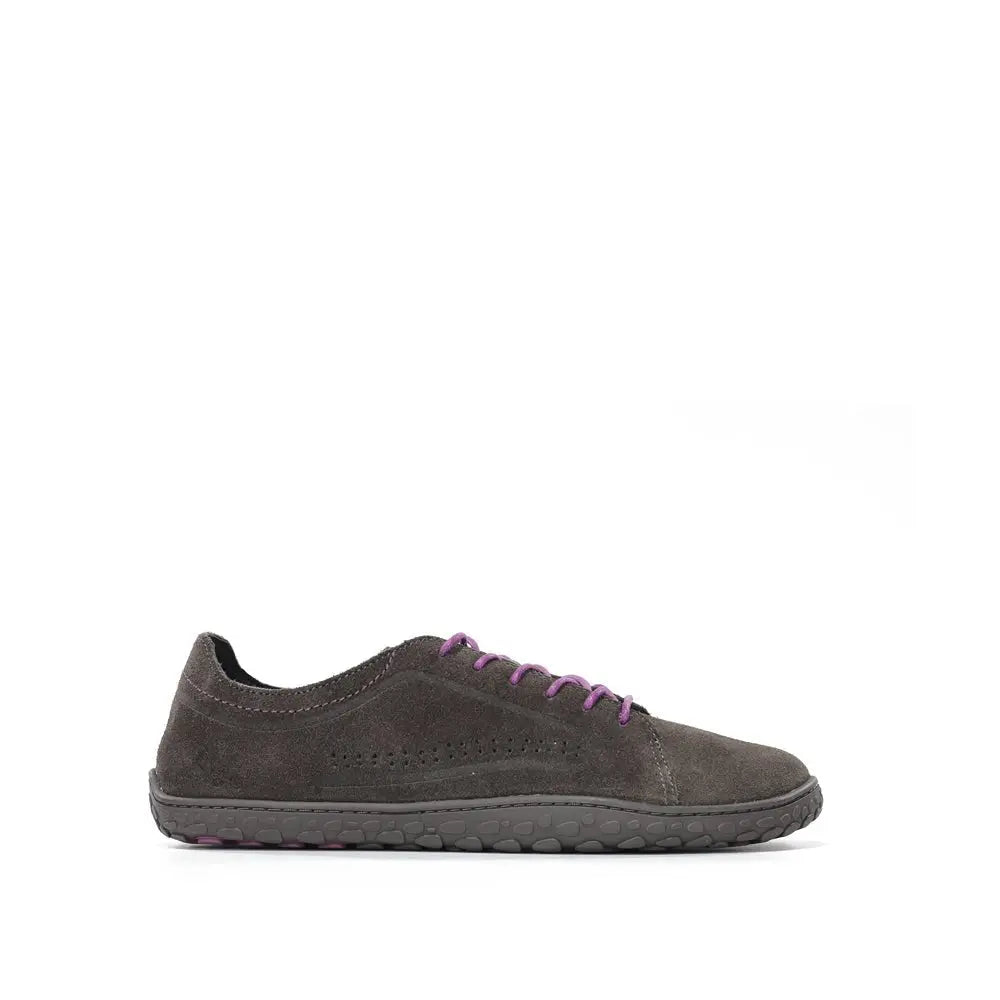 WAALS - Nomad Lady Oil Suede Grey/Purple - Zapato barefoot artesano de piel de serraje