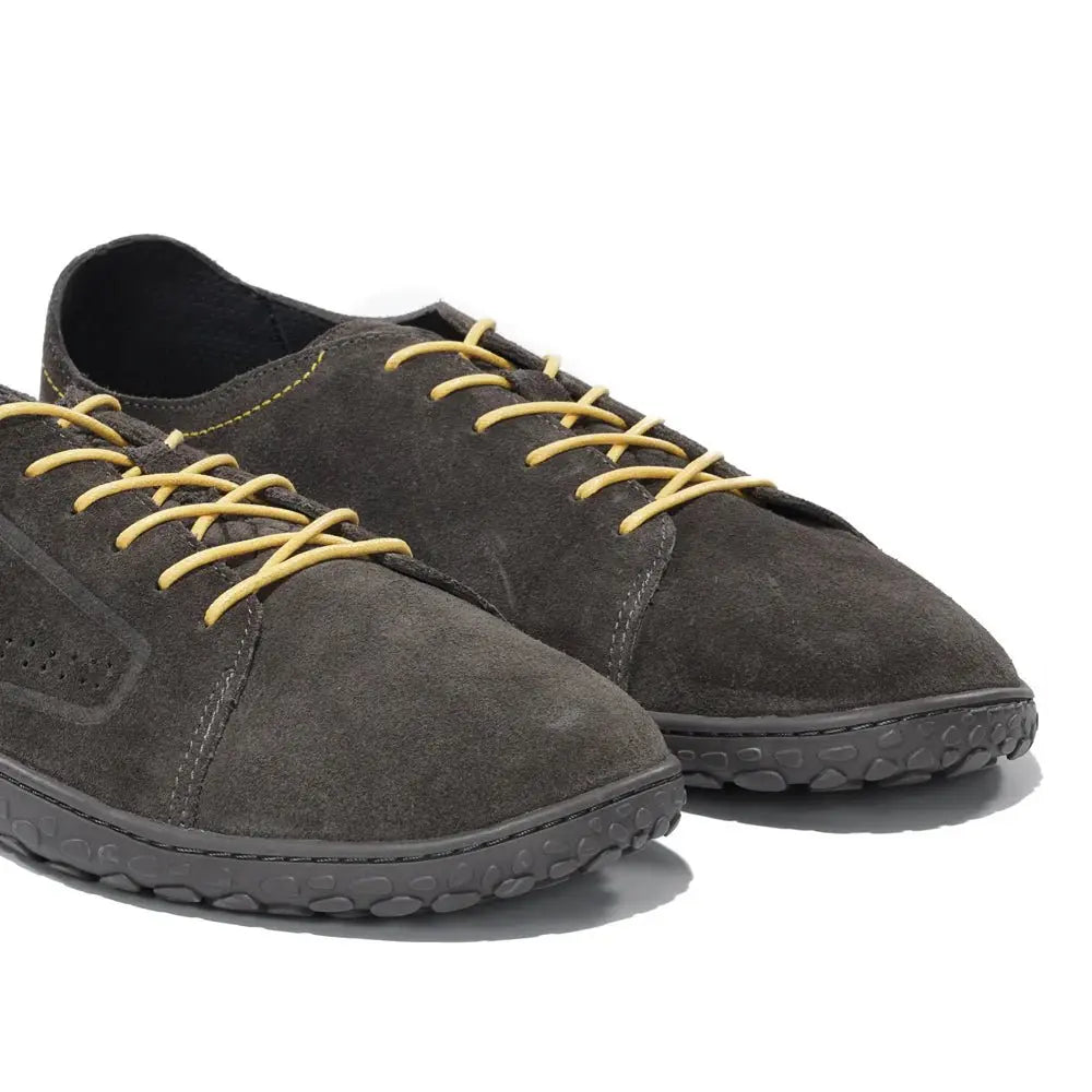 WAALS - Nomad Men Oil Suede Leather Grey/Yellow- Zapato barefoot artesano de piel de serraje