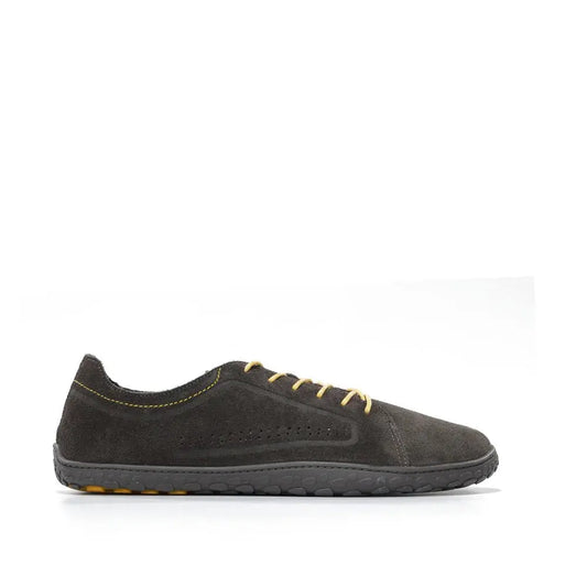WAALS - Nomad Men Oil Suede Leather Grey/Yellow- Zapato barefoot artesano de piel de serraje