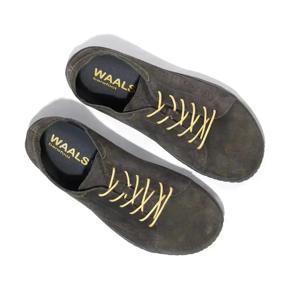 WAALS - Nomad Men Oil Suede Leather Grey/Yellow- Zapato barefoot artesano de piel de serraje
