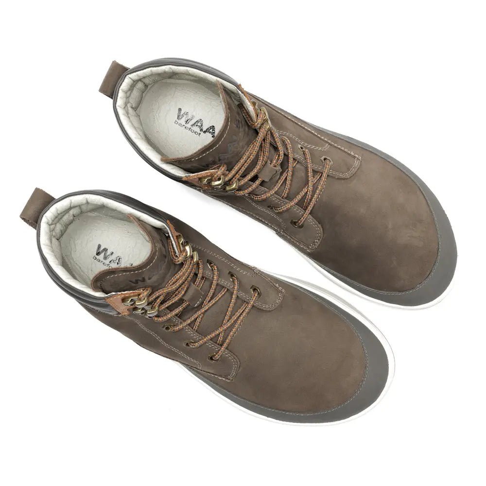 WAALS - Vadso Marrón - Botas barefoot térmicas con Primaloft