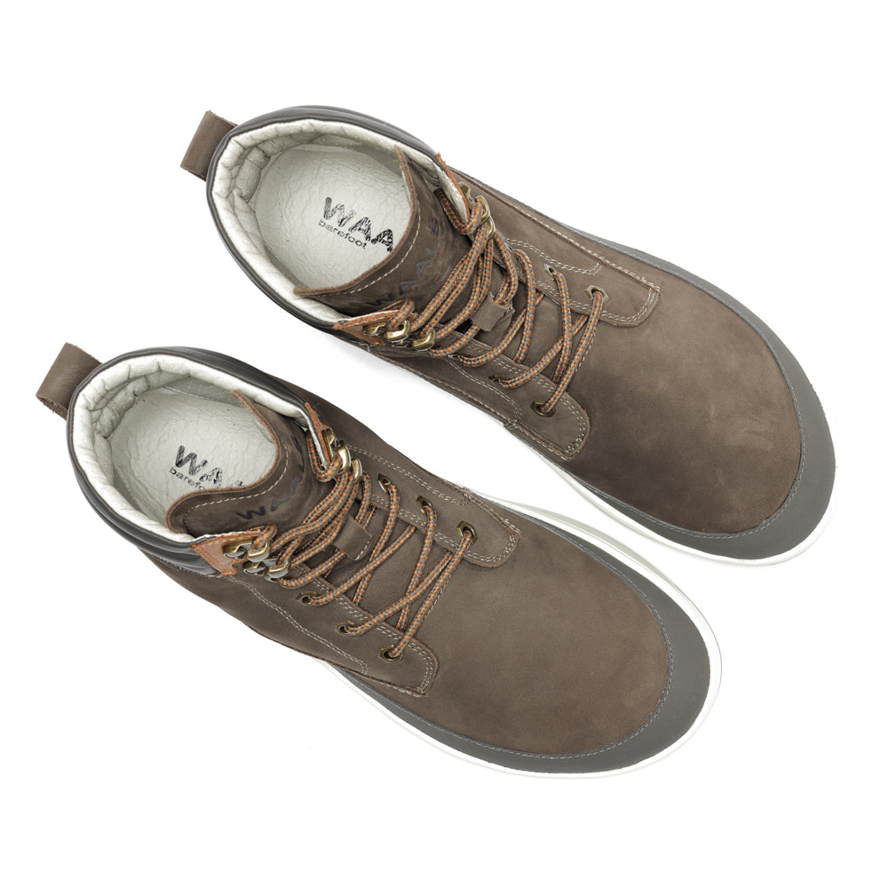 WAALS - Vadso Marrón - Botas barefoot térmicas con Primaloft