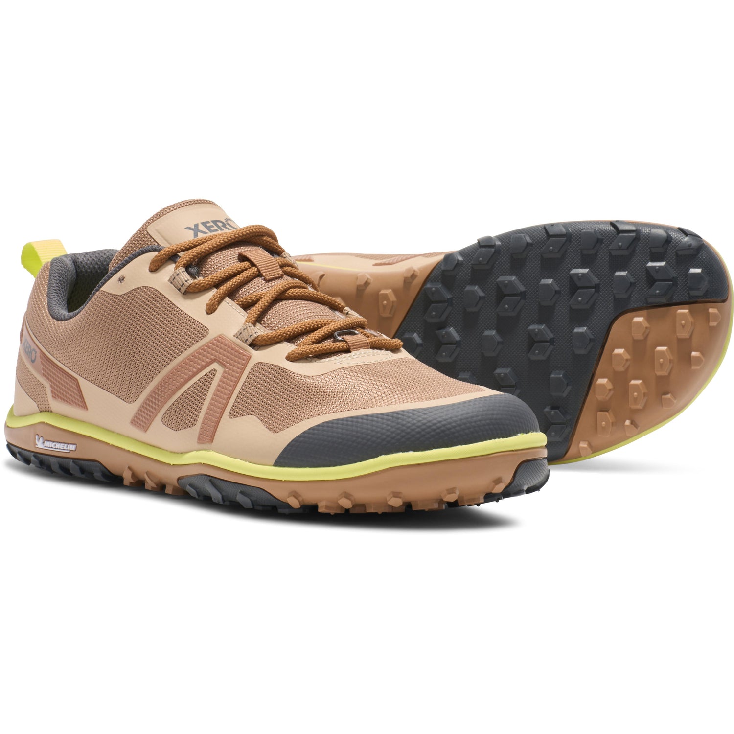 Xero Shoes - Scrambler Low EV - Men Dark Irish Cream / Sunny Lime - Deportivas minimalistas de Trail para alto rendimiento-Xero Shoes-Cacles Barefoot-Tienda de calzado barefoot respetuoso minimalista