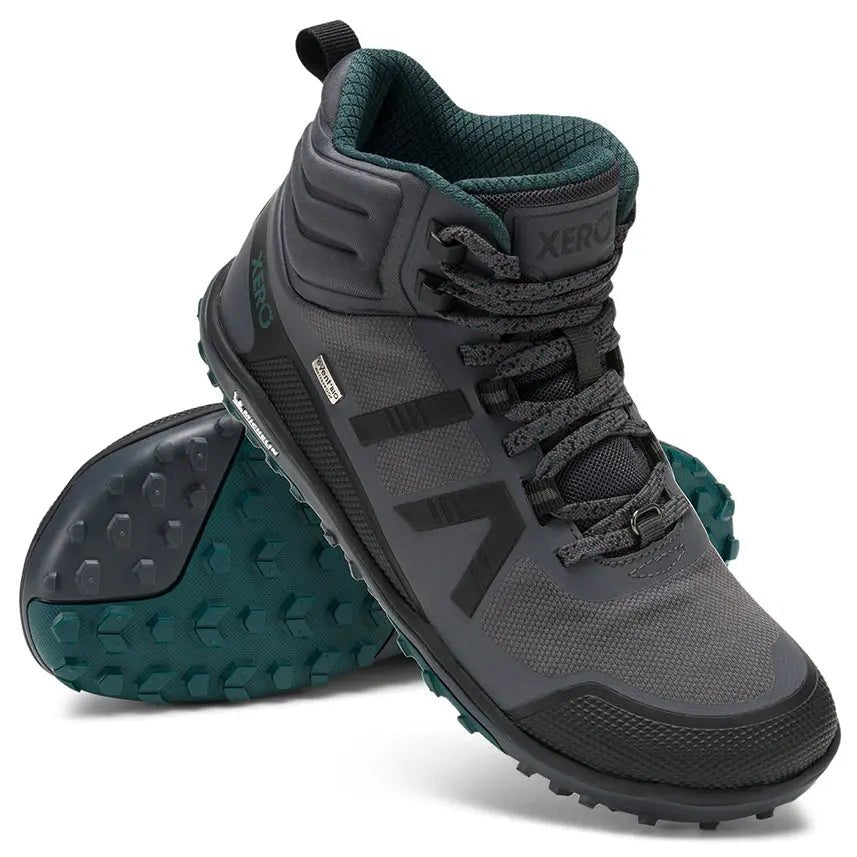 Xero Shoes - Scrambler Mid II WP - Women asphalt-sea-moss - Bota de Trekking Barefoot Impermeable y Ultraligera