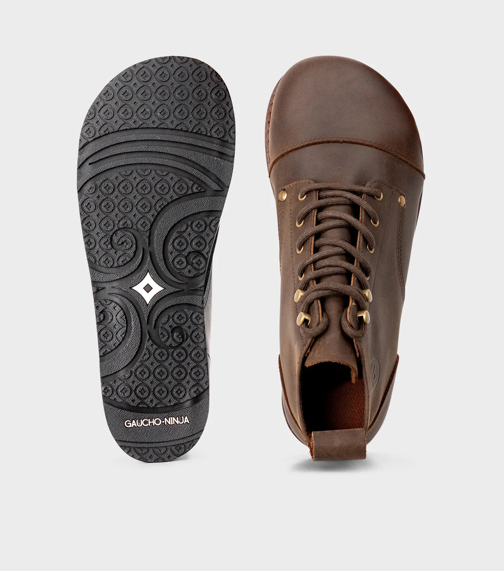 Gaucho Ninja Carpenter X-Wide Crazy Horse Brown - Botines barefoot de seguridad marrones