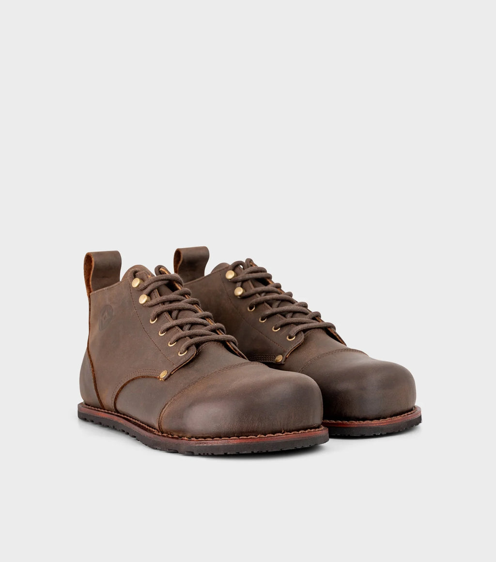 Gaucho Ninja Carpenter X-Wide Crazy Horse Brown - Botines barefoot de seguridad marrones