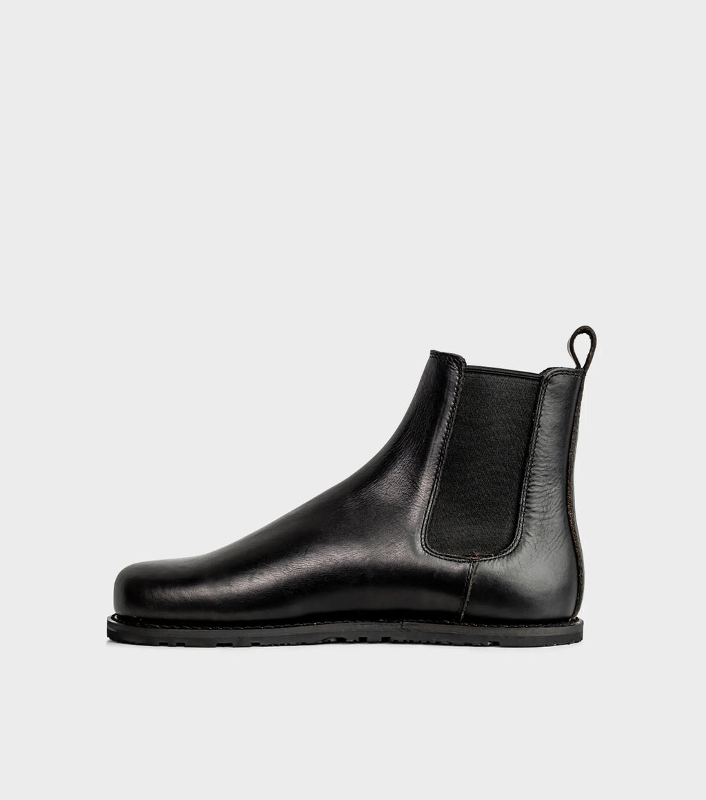 Gaucho Ninja Campo Goodyear Welted X-Wide Black - Botines Chelsea barefoot unisex de fabricación artesanal premium negros