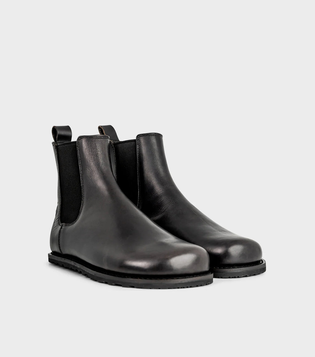 Gaucho Ninja Campo Goodyear Welted X-Wide Black - Botines Chelsea barefoot unisex de fabricación artesanal premium negros