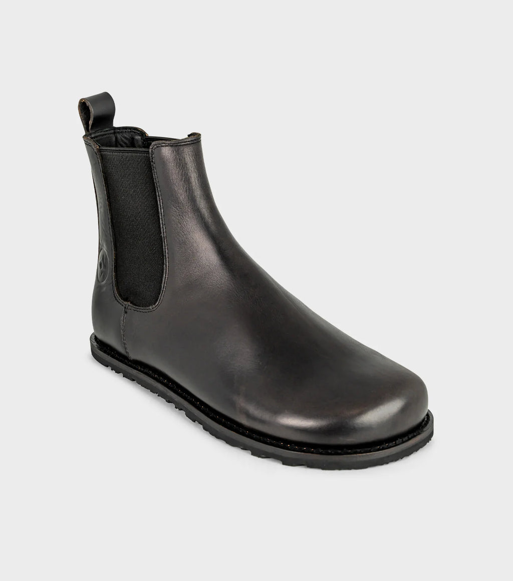 Gaucho Ninja Campo Goodyear Welted X-Wide Black - Botines Chelsea barefoot unisex de fabricación artesanal premium negros