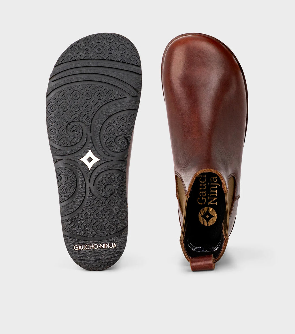 Gaucho Ninja Campo Goodyear Welted X-Wide Tobacco Brown - Botines Chelsea barefoot unisex de fabricación artesanal premium marrones