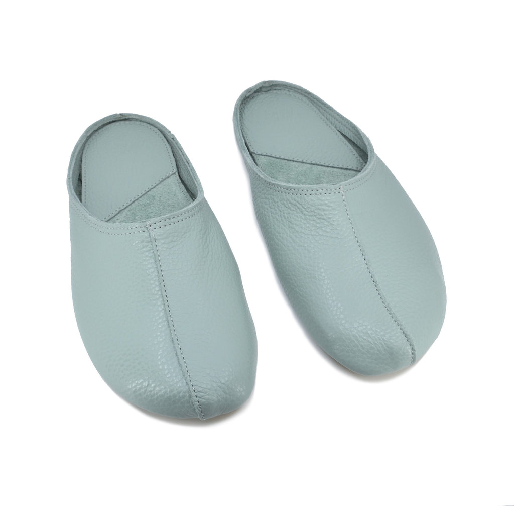 OmaKing Sulbi Mint - Zapatillas de casa barefoot sin talón de cuero verde menta