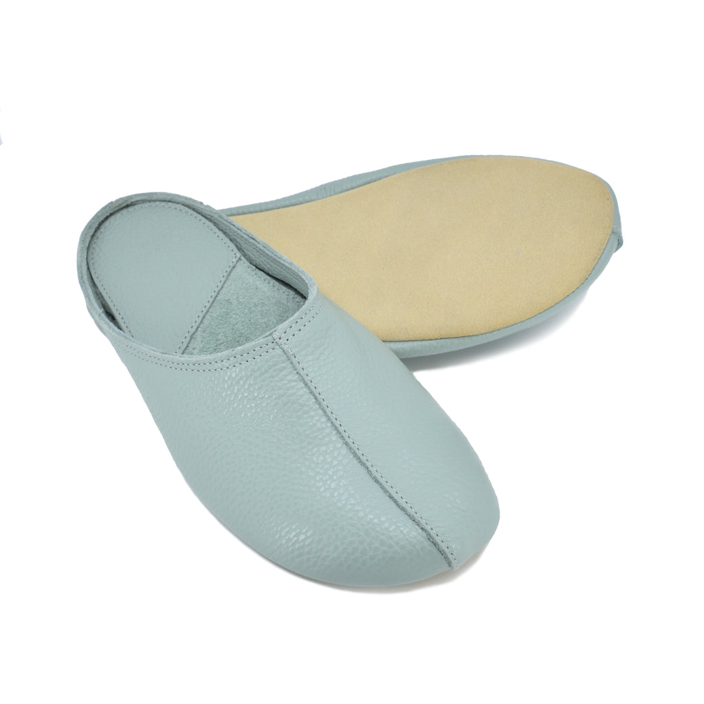 OmaKing Sulbi Mint - Zapatillas de casa barefoot sin talón de cuero verde menta